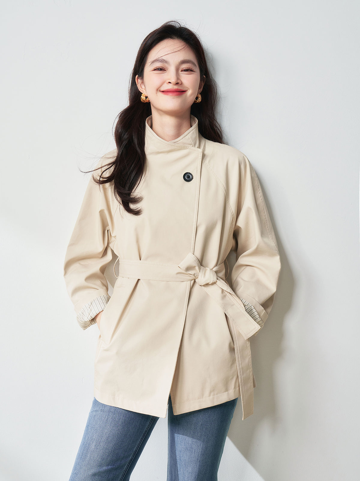 2025 New Spring Women's Simple Stand Collar Trench Coat | Single Button British Style Casual Versatile Designer Jacket