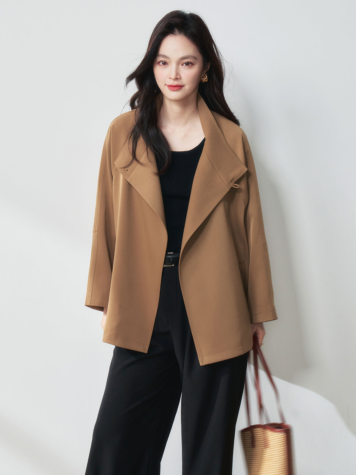 2025 New Spring Women's Simple Stand Collar Trench Coat | Single Button British Style Casual Versatile Designer Jacket