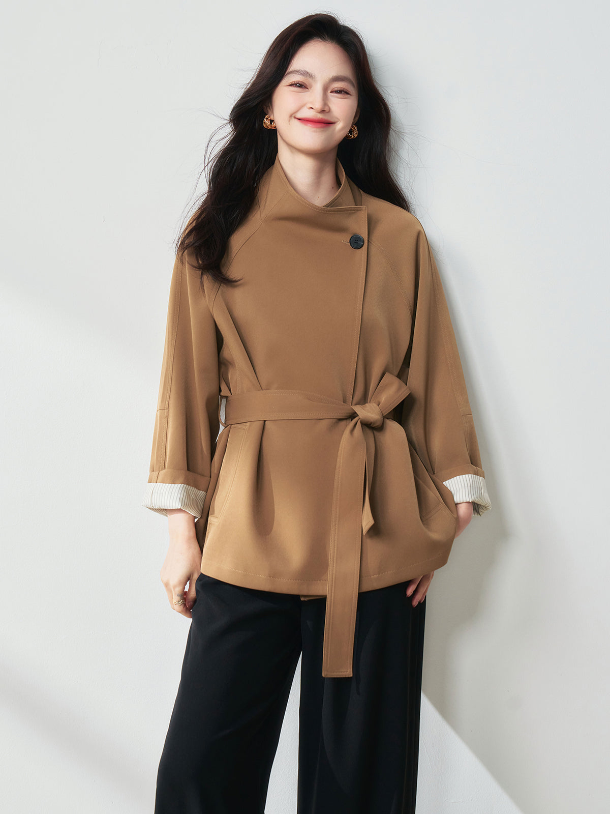 2025 New Spring Women's Simple Stand Collar Trench Coat | Single Button British Style Casual Versatile Designer Jacket