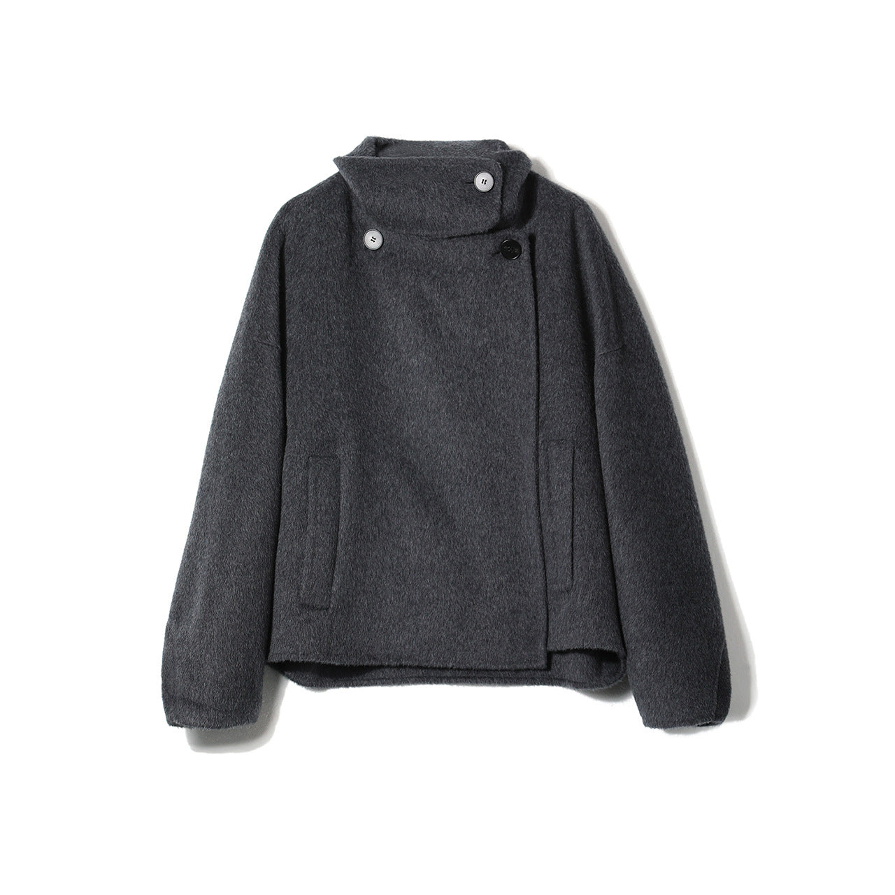 Women’s Double-Faced Wool-Blend Short Coat – Soft Rabbit Hair Blend Jacket