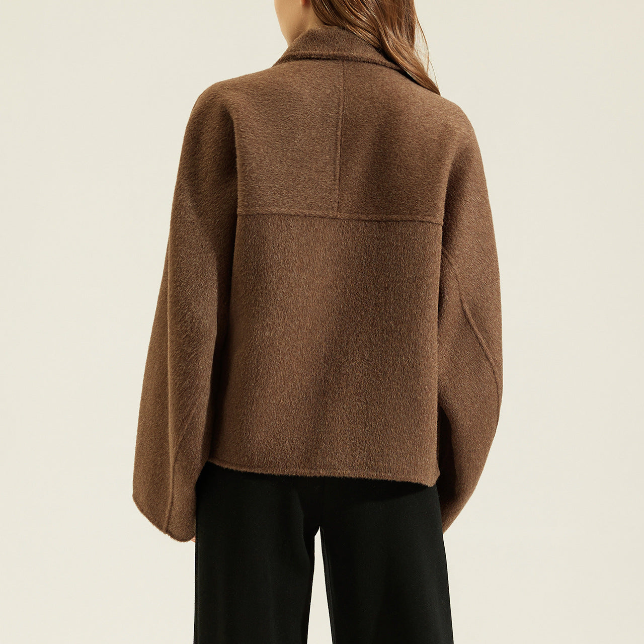 Women’s Double-Faced Wool-Blend Short Coat – Soft Rabbit Hair Blend Jacket