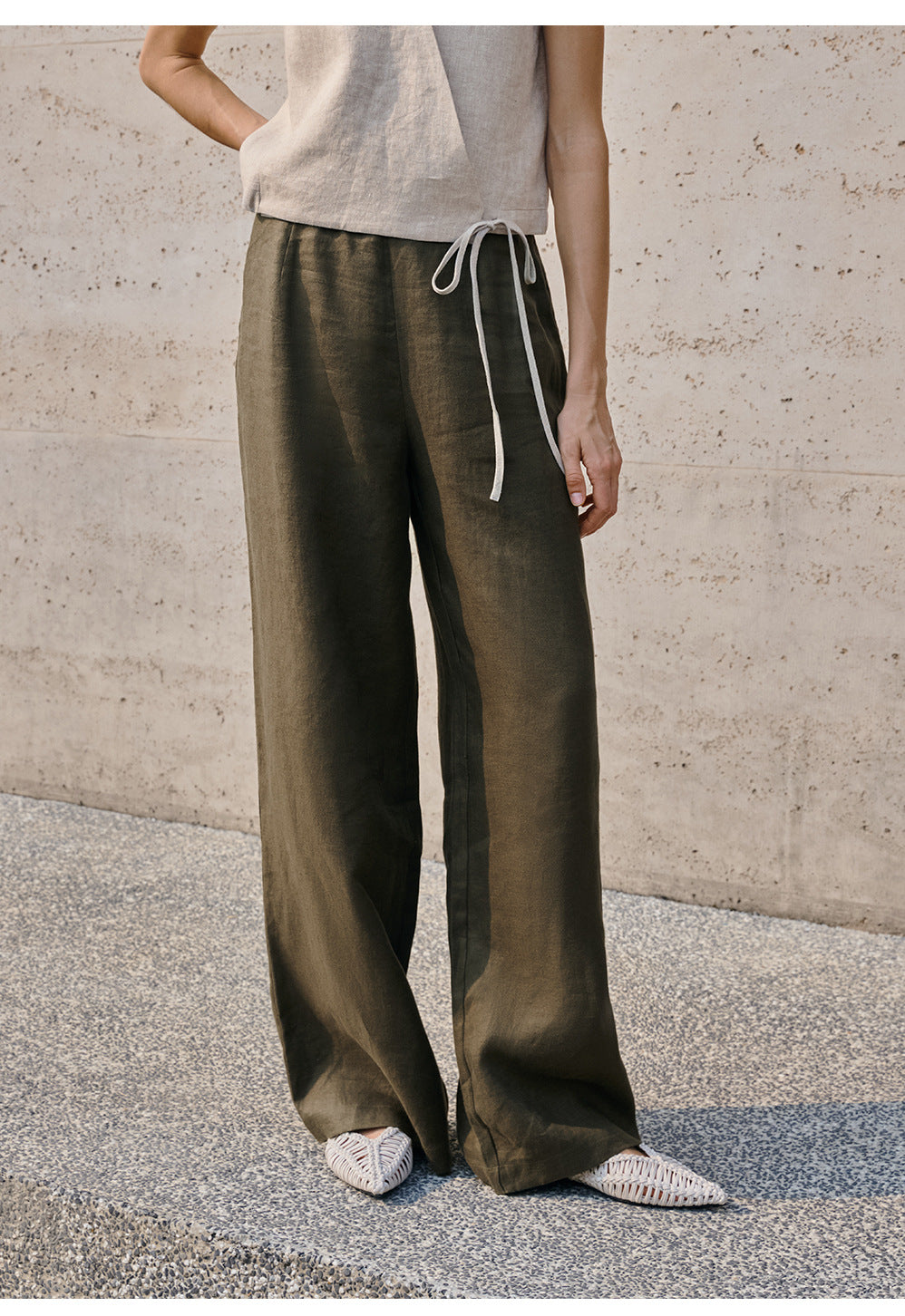 100% Linen Wide Leg Pants