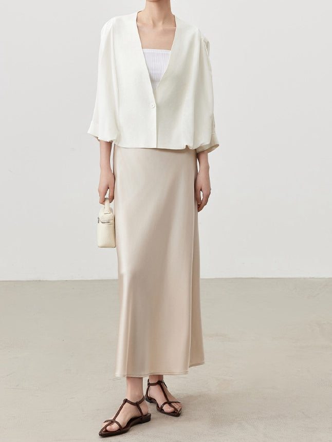 Real Silk High-Waisted Midi – French-Inspired, Elastic Waist