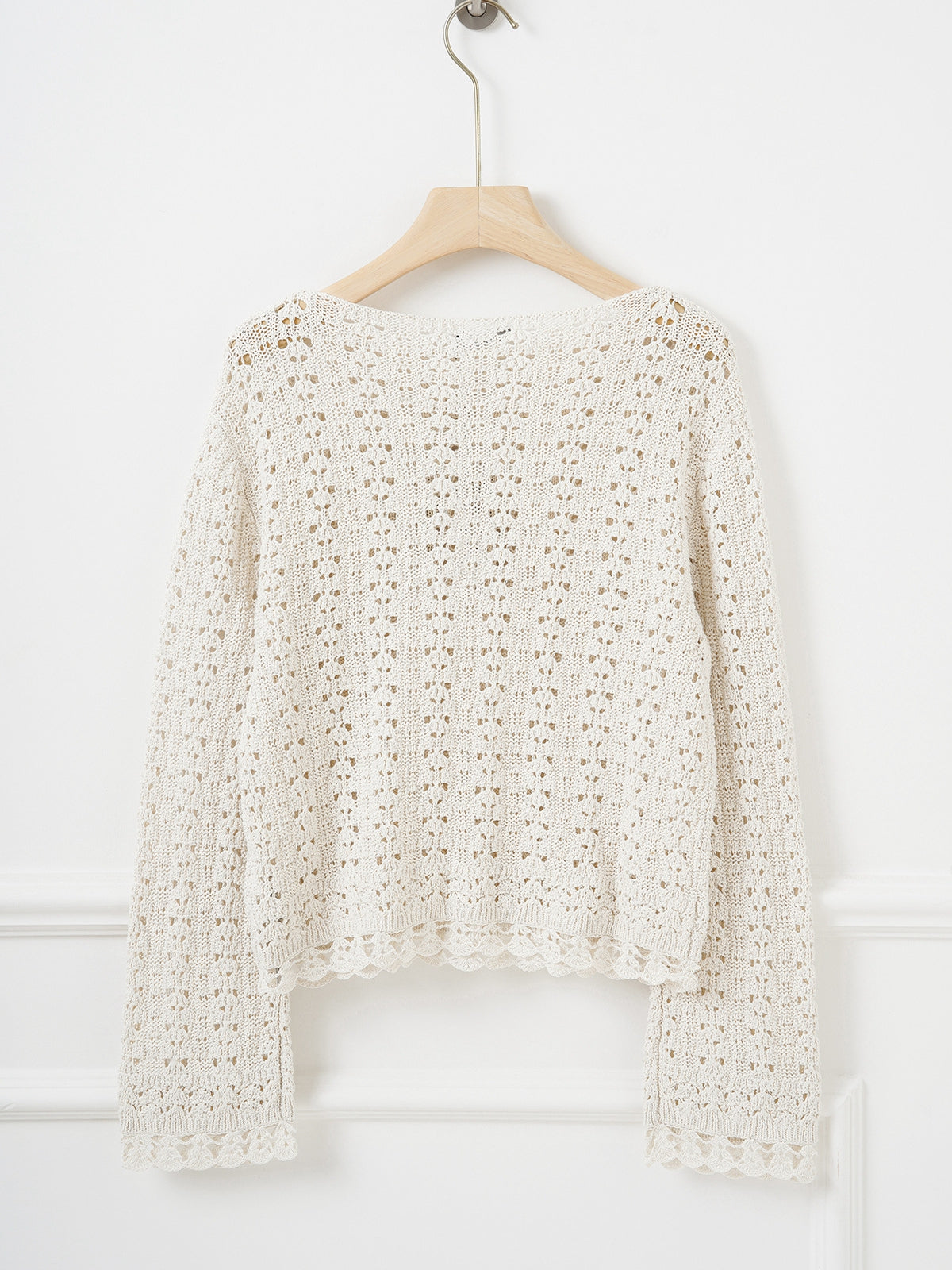 Sheer Crochet Knit Top – Minimalist Pullover