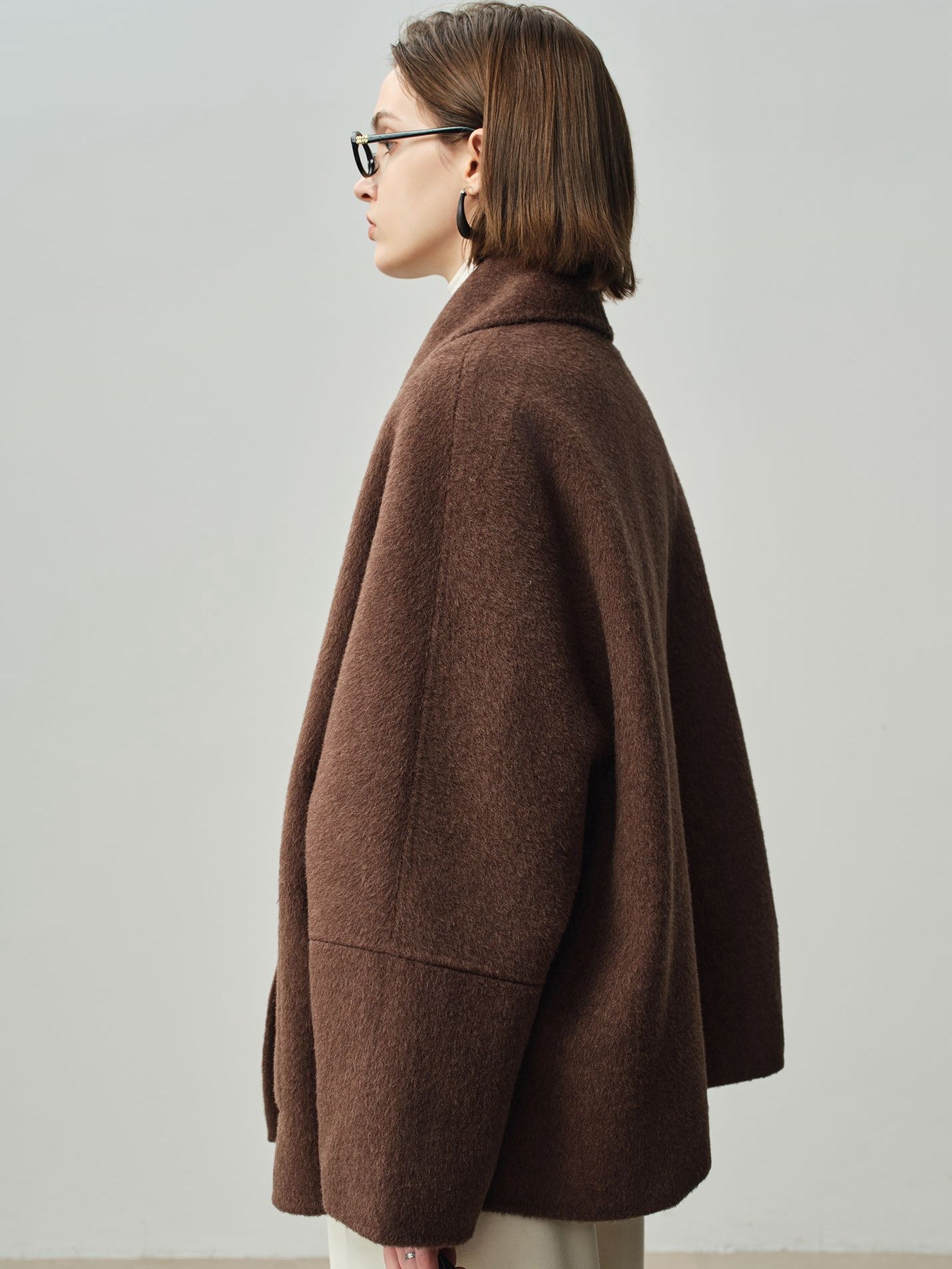 Double-Faced Wool Short Coat – Oversized Fit