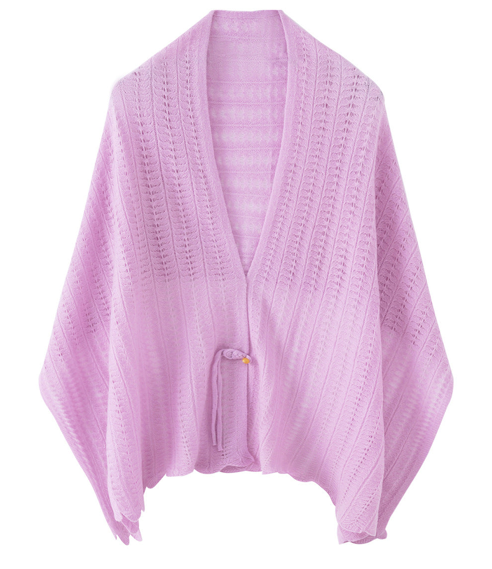 100% Wool Openwork Shawl Wrap – Lightweight Warm Scarf