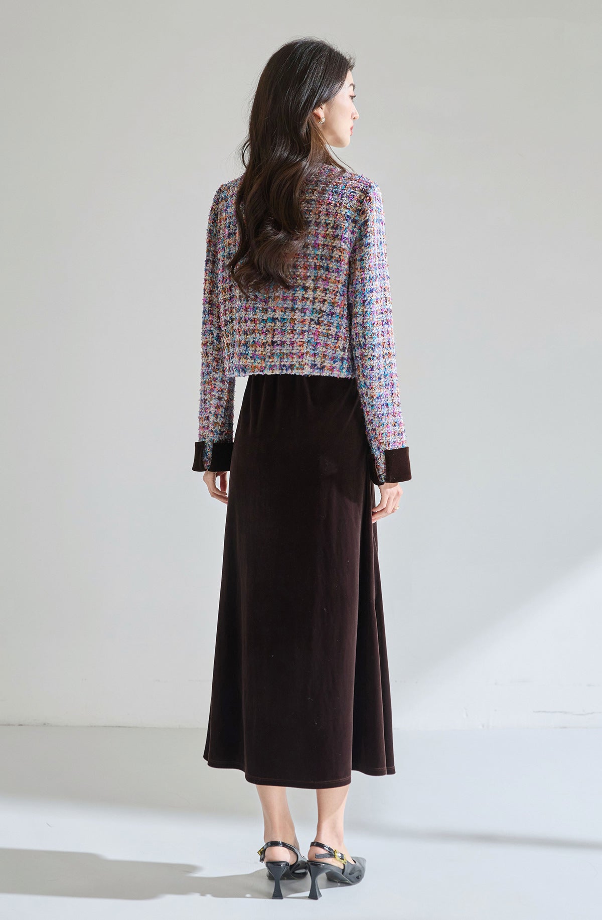 French-Style Multicolor Tweed Jacket | Elegant Women’s Blazer