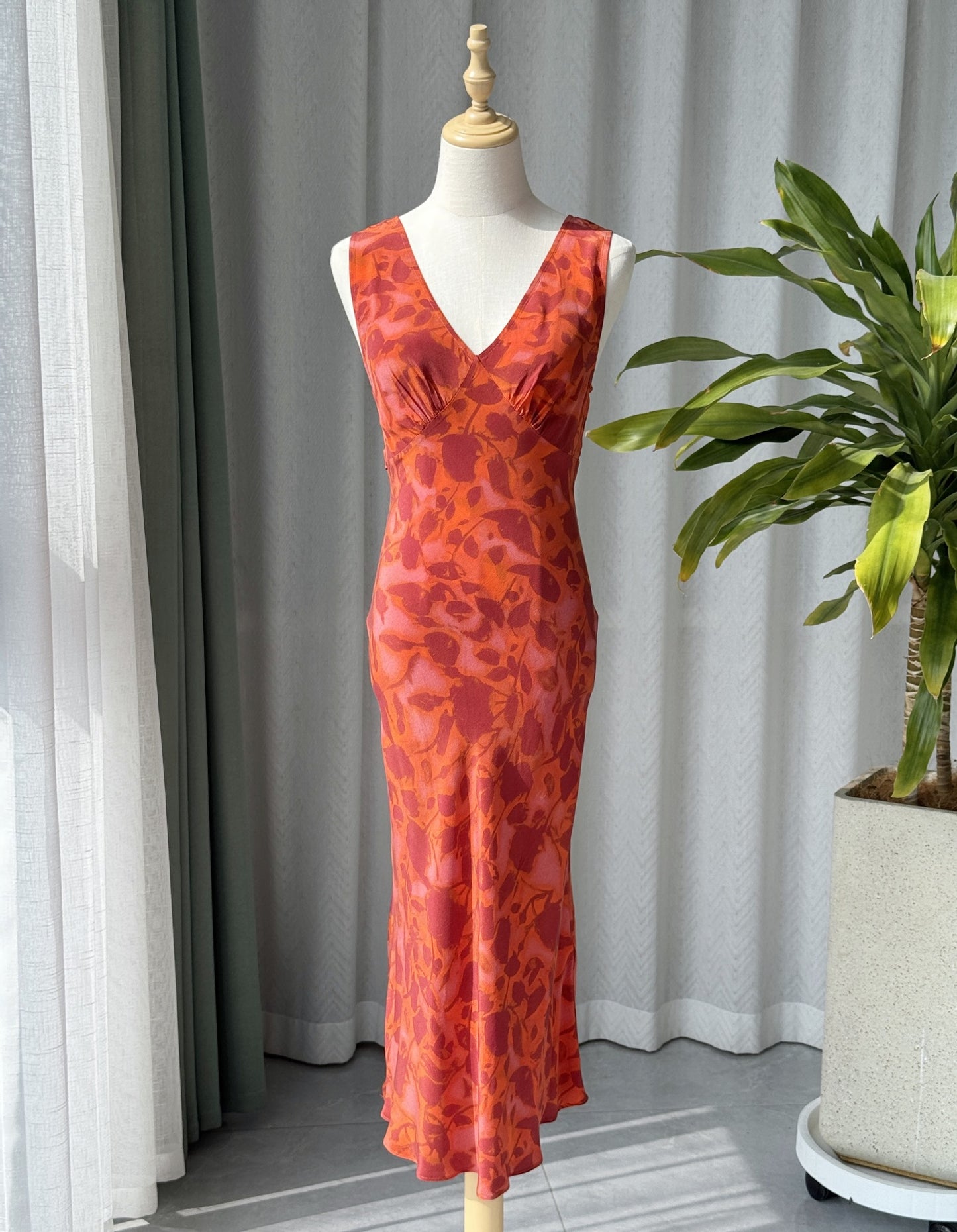 100% Silk Bias-Cut Sleeveless Maxi Dress