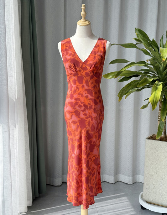 100% Silk Bias-Cut Sleeveless Maxi Dress