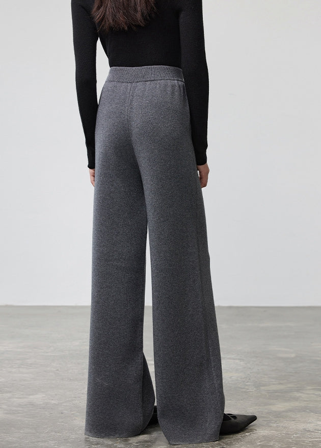 Machine-Washable Wool Blend Wide-Leg Pants