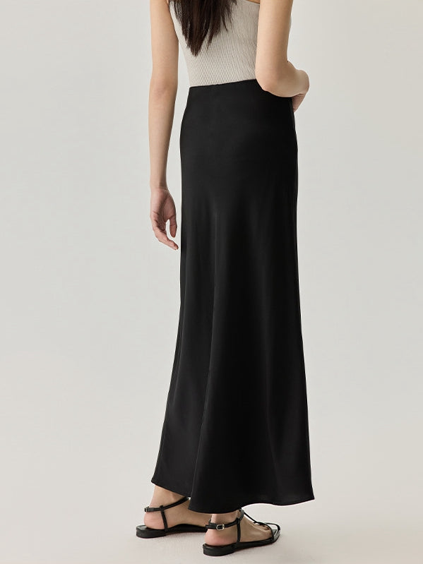 Real Silk High-Waisted Midi – French-Inspired, Elastic Waist