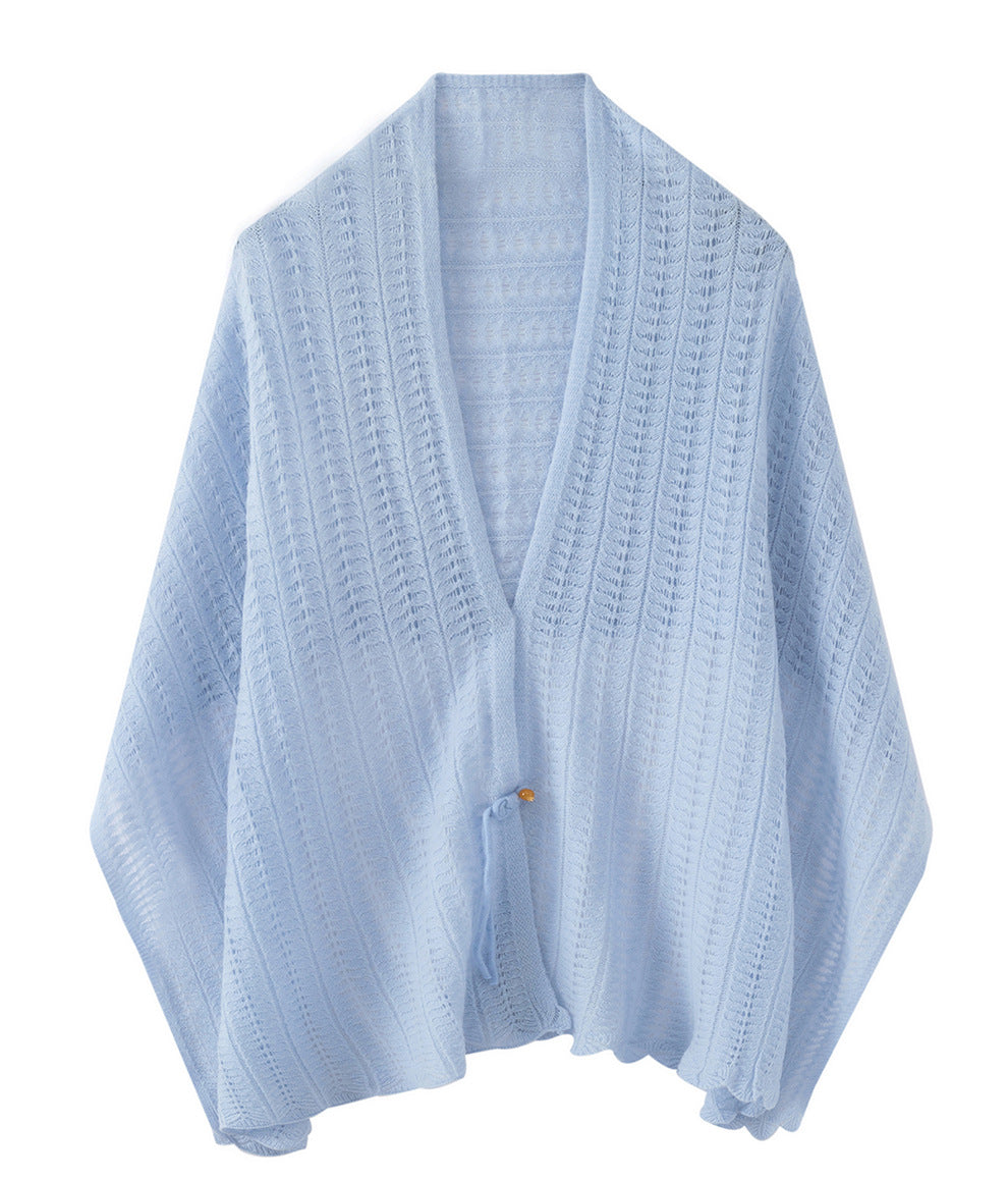 100% Wool Openwork Shawl Wrap – Lightweight Warm Scarf