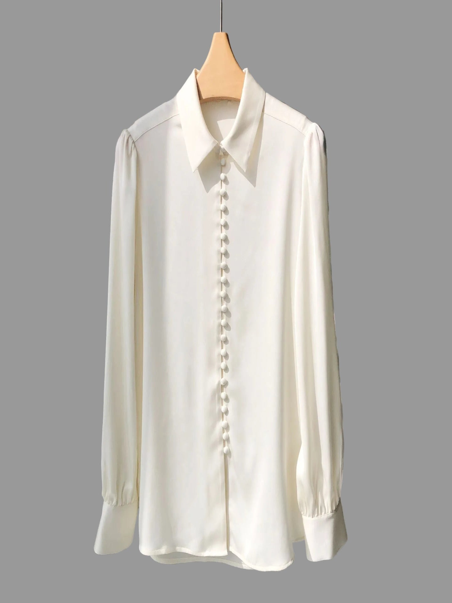 19 Momme Silk Double Georgette Blouse – Covered Buttons