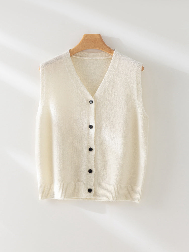 100% Merino Wool Women’s Knit Vest – Soft Double-Layer Fine Wool, Lightweight & Warm