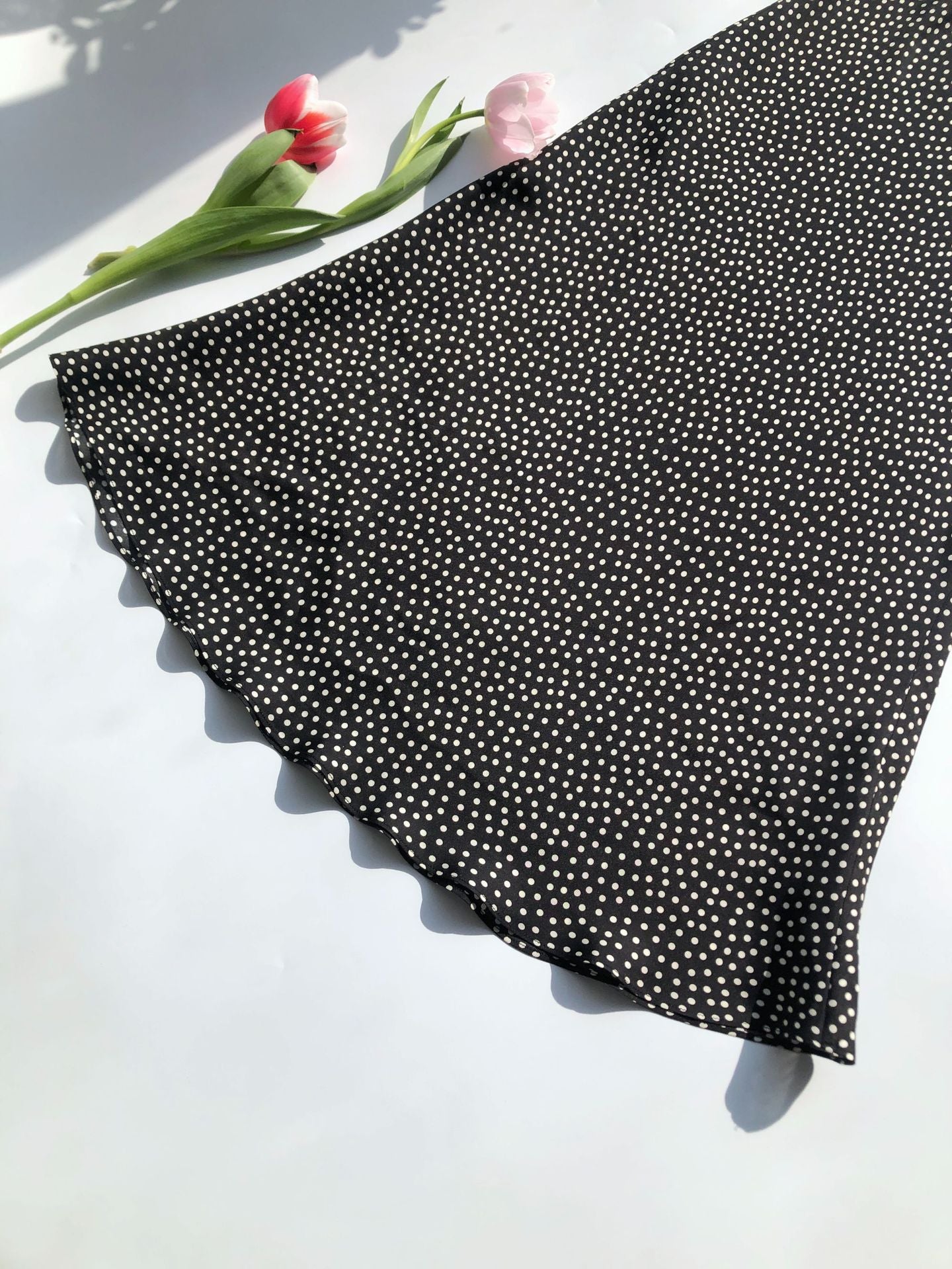 Elegant Polka Dot Silk-Blend Skirt | Asymmetrical Draped Design