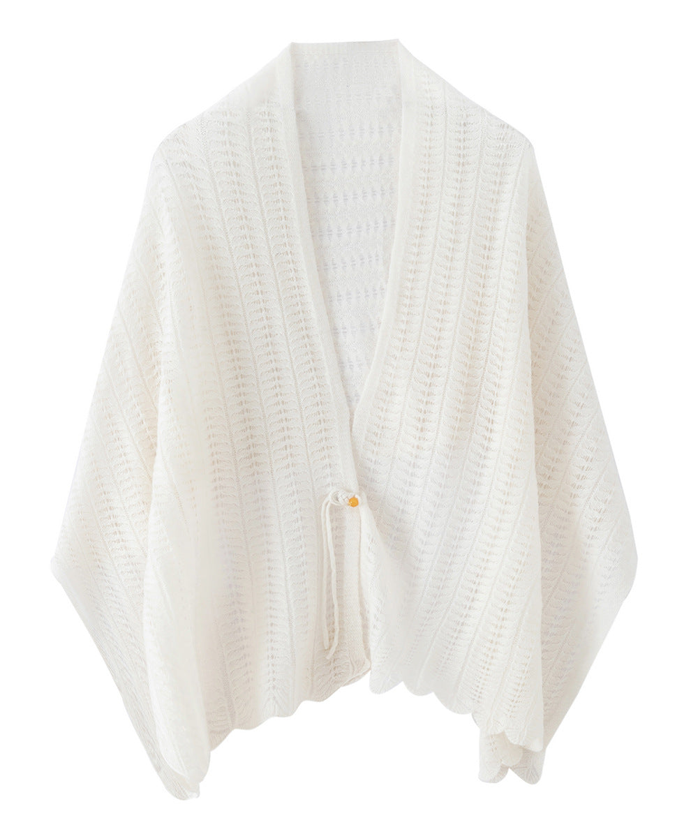 100% Wool Openwork Shawl Wrap – Lightweight Warm Scarf