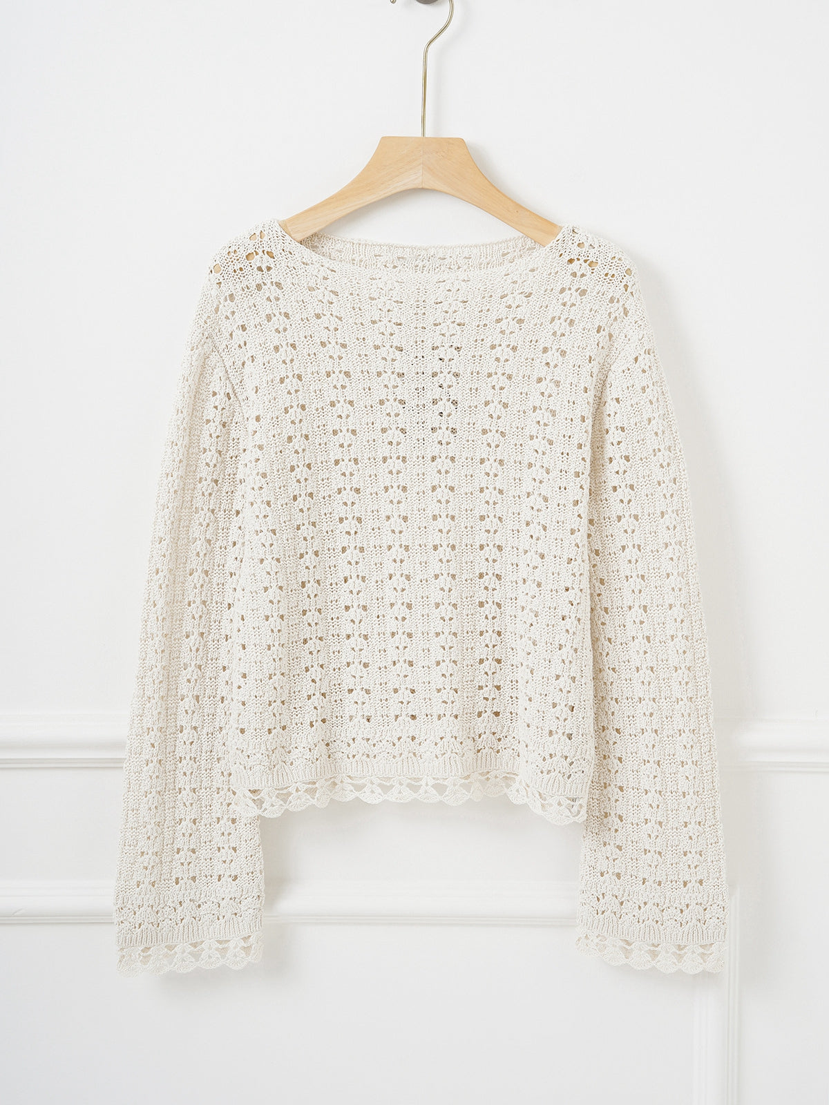 Sheer Crochet Knit Top – Minimalist Pullover
