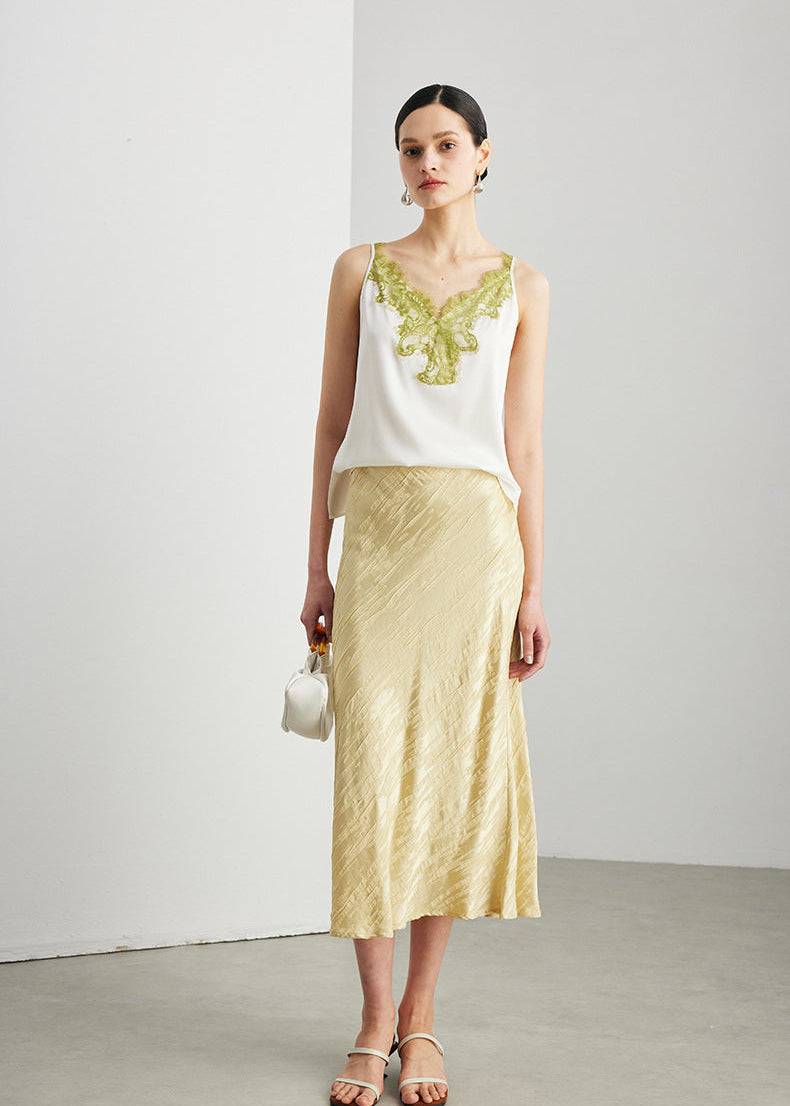 Mulberry Silk Lace Camisole | Elegant V-Neck Silk Top for Women