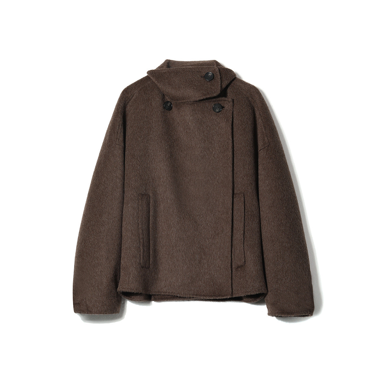 Women’s Double-Faced Wool-Blend Short Coat – Soft Rabbit Hair Blend Jacket