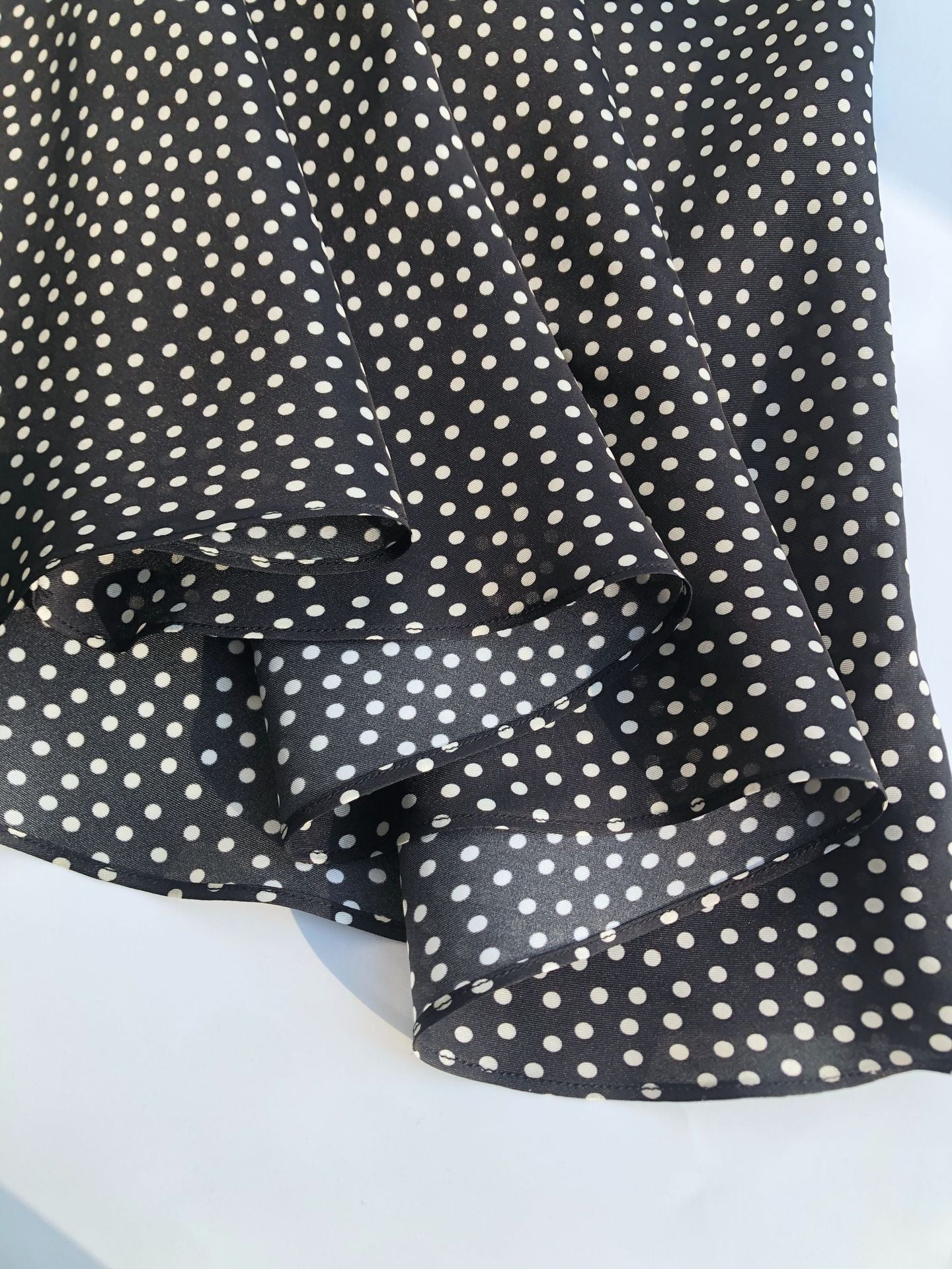 Elegant Polka Dot Silk-Blend Skirt | Asymmetrical Draped Design