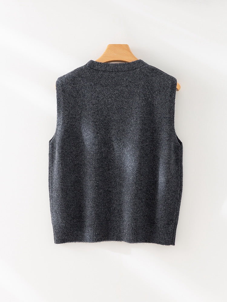 100% Merino Wool Women’s Knit Vest – Soft Double-Layer Fine Wool, Lightweight & Warm