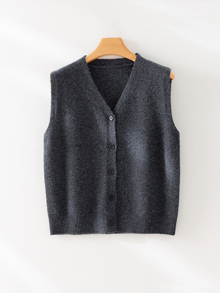 100% Merino Wool Women’s Knit Vest – Soft Double-Layer Fine Wool, Lightweight & Warm