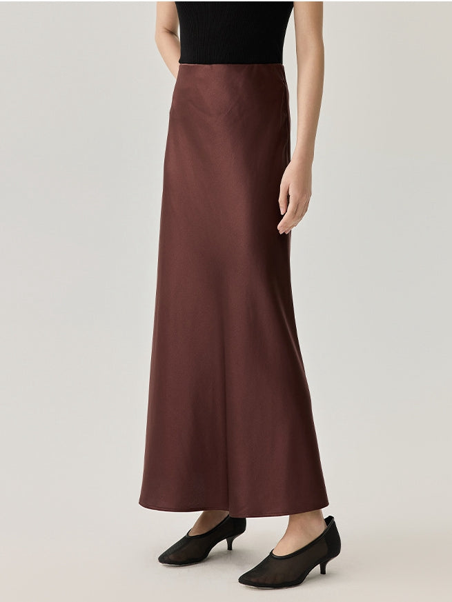Real Silk High-Waisted Midi – French-Inspired, Elastic Waist