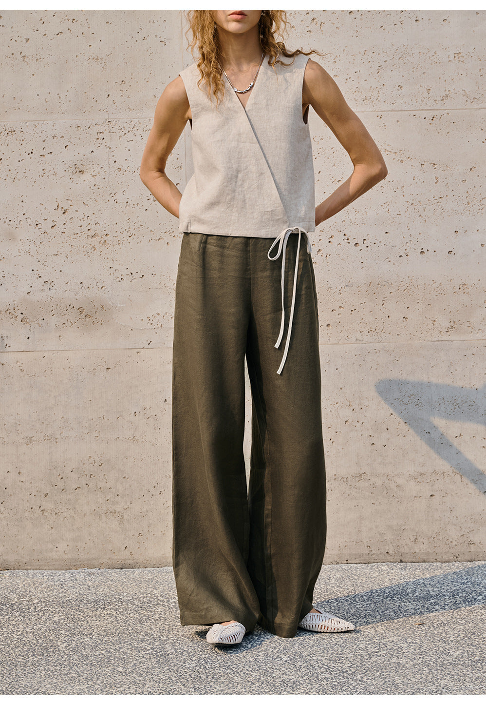 100% Linen Wide Leg Pants