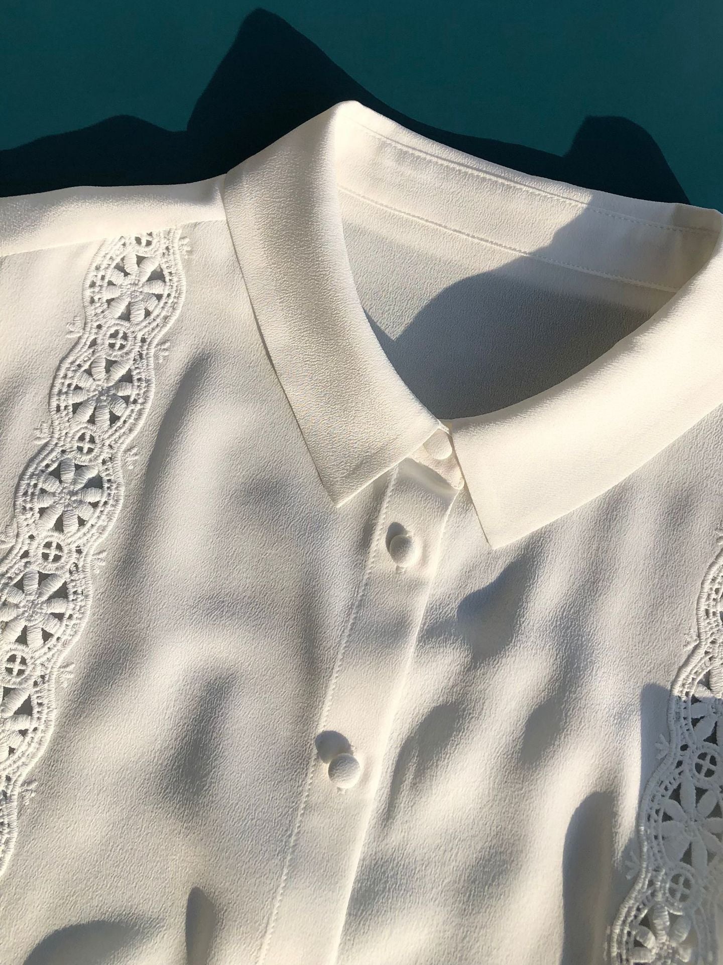 2025 New Relaxed Aesthetic Vintage Embroidered Lace Washed Silk Shirt - 100% Mulberry Silk Women's Blouse