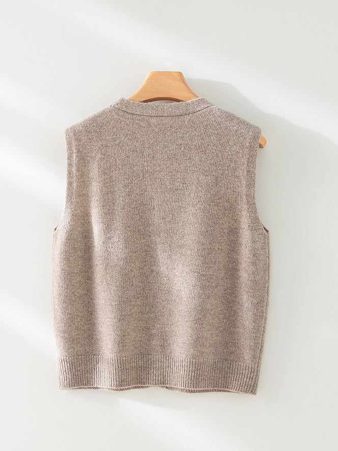 100% Merino Wool Women’s Knit Vest – Soft Double-Layer Fine Wool, Lightweight & Warm