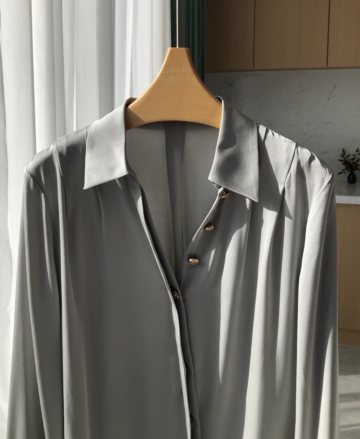 2025 New Minimalist Luxury Silk Double Georgette Satin Shirt - Women's Fashion