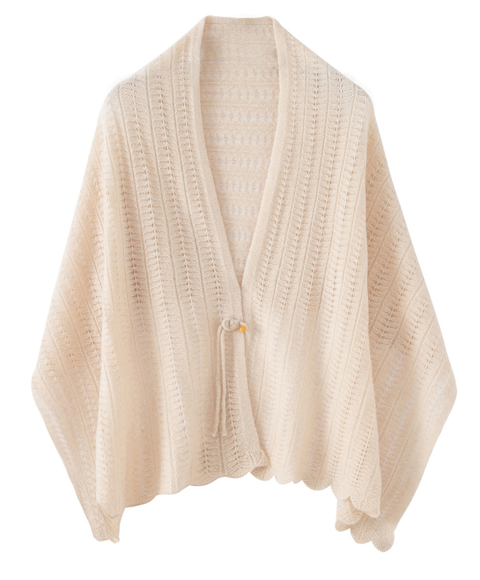 100% Wool Openwork Shawl Wrap – Lightweight Warm Scarf