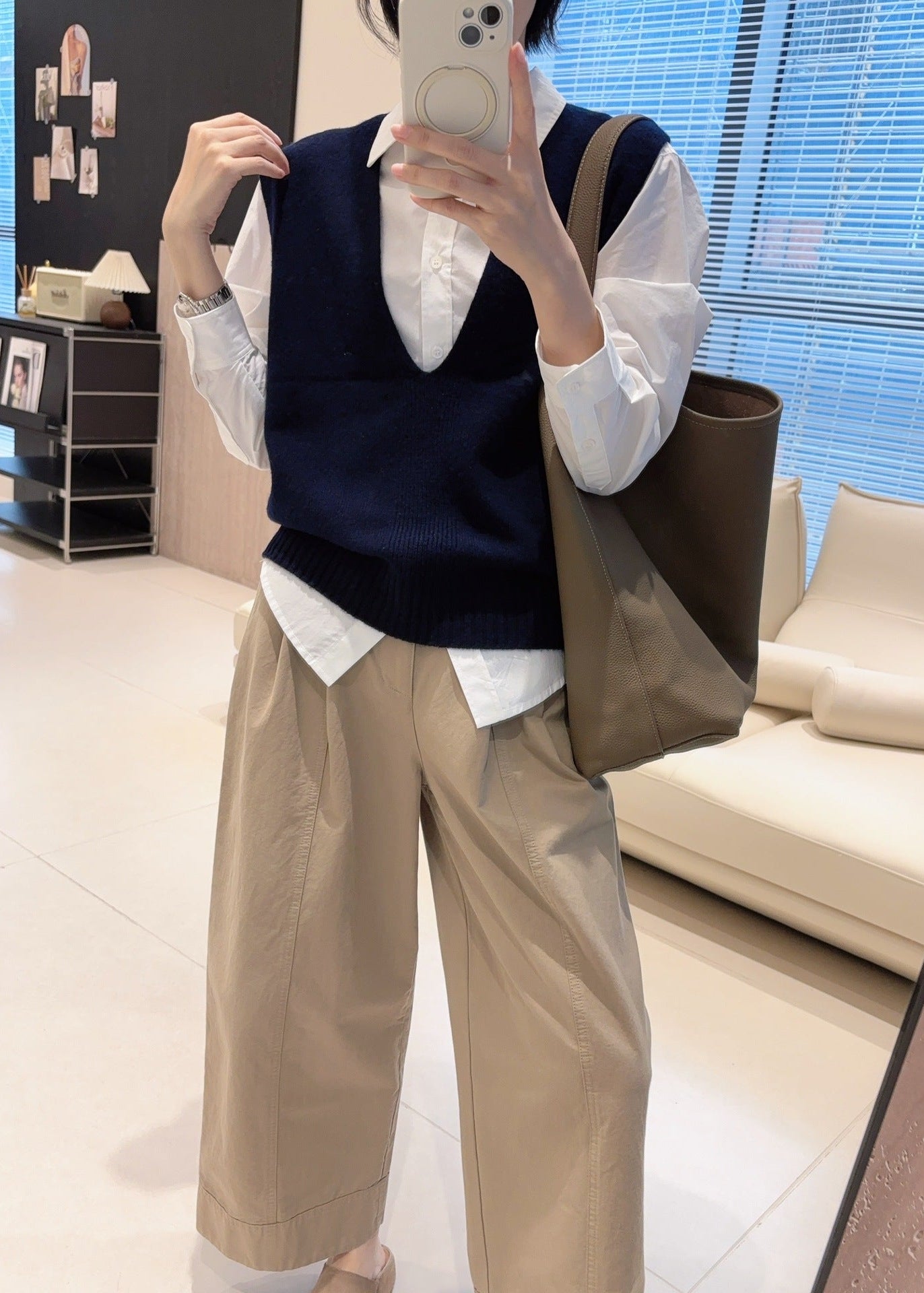 Women's V-Neck Layering Vest – 100% Wool Knit