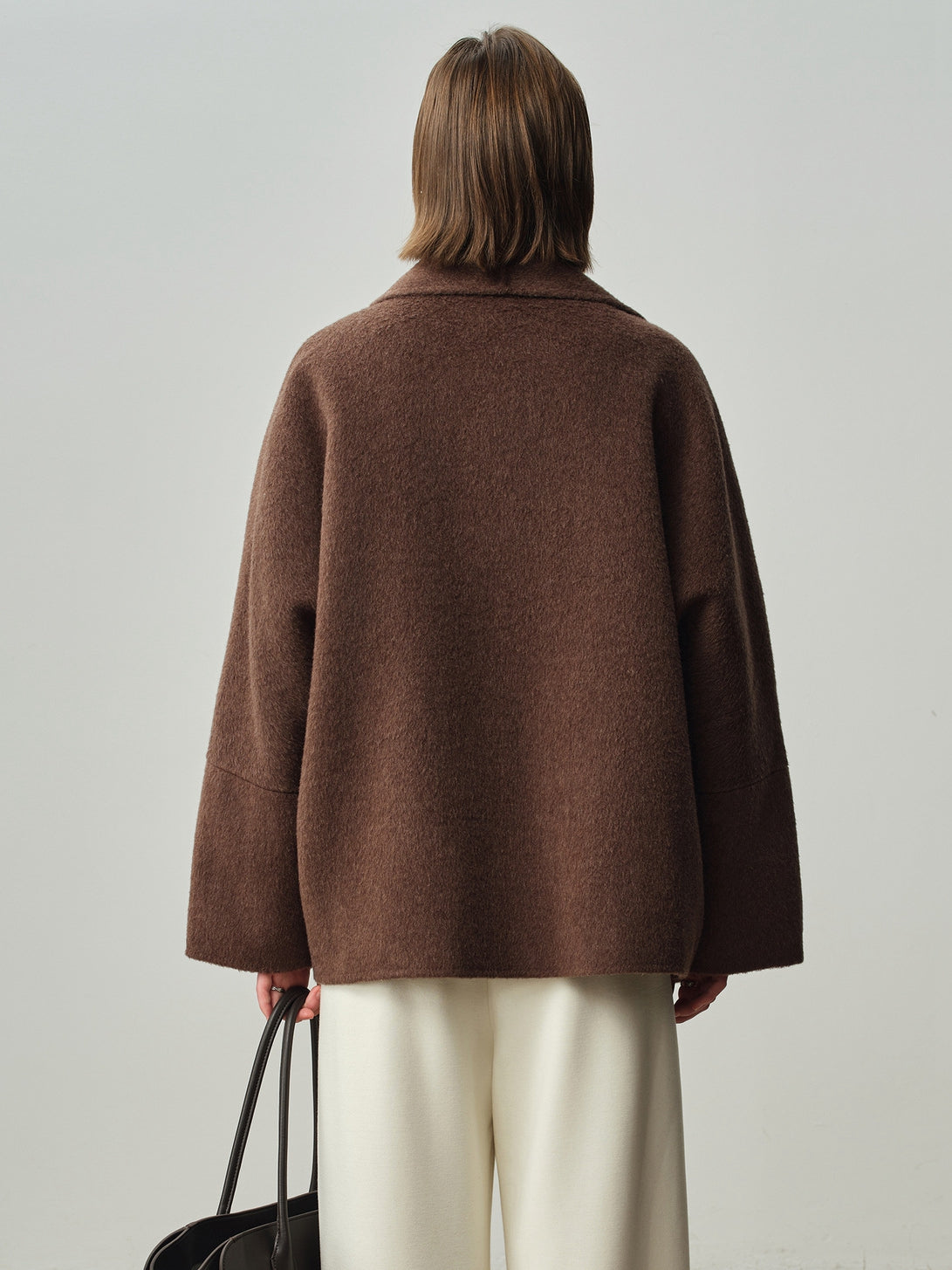 Double-Faced Wool Short Coat – Oversized Fit
