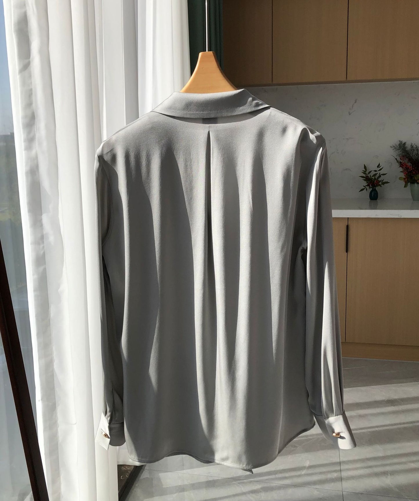 2025 New Minimalist Luxury Silk Double Georgette Satin Shirt - Women's Fashion