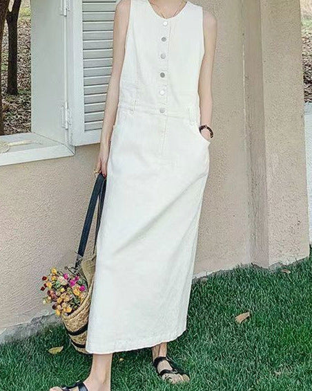 Cotton White Maxi Dress – S (Final Sale)