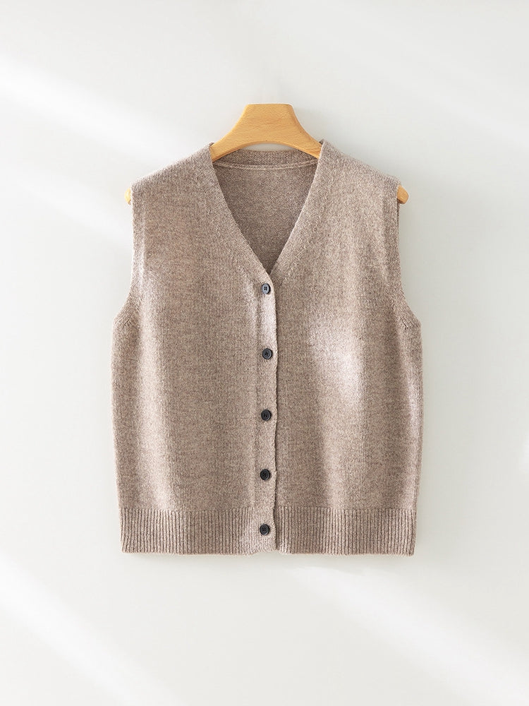 100% Merino Wool Women’s Knit Vest – Soft Double-Layer Fine Wool, Lightweight & Warm