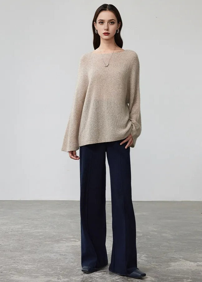 Machine-Washable Wool Blend Wide-Leg Pants