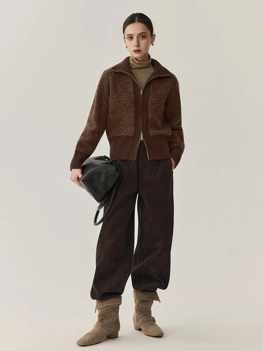 100% Wool Double-Zip Knit Jacket – Warm & Structured