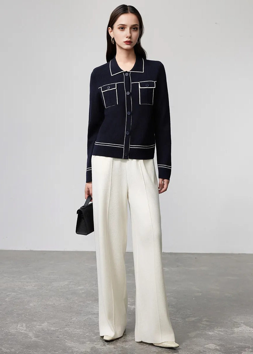 Machine-Washable Wool Blend Wide-Leg Pants