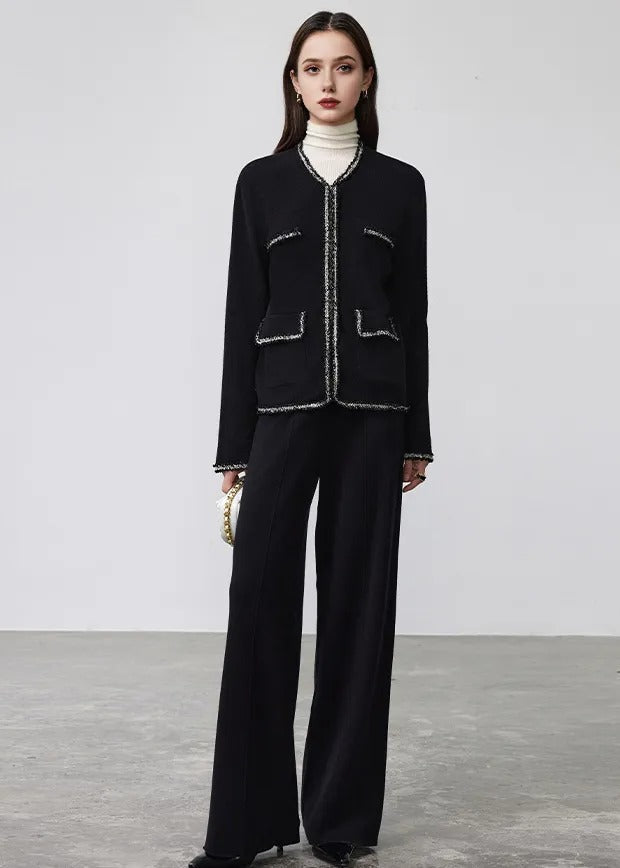 Machine-Washable Wool Blend Wide-Leg Pants